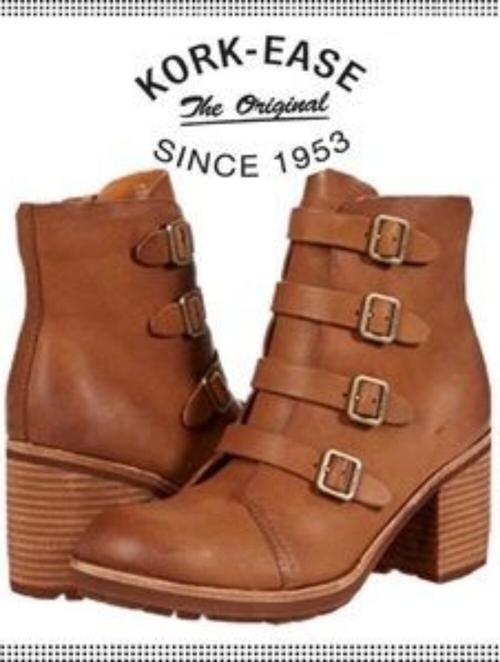 NEW: Kork-Ease Tan Leather Multi-Buckle Ankle Booties.